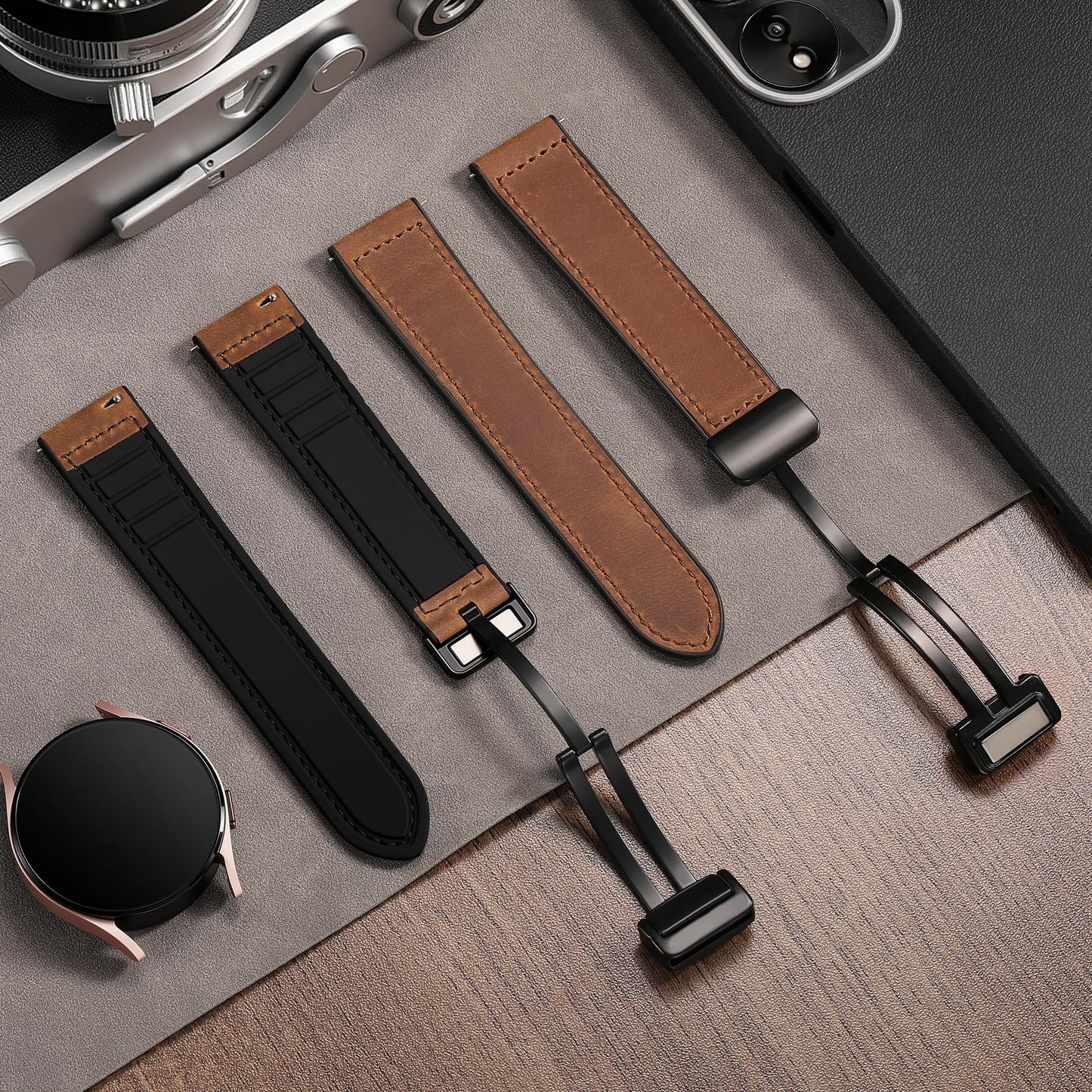 Charlam Correas Magnéticas de Cuero de 20mm (Para Samsung Galaxy Watch)
