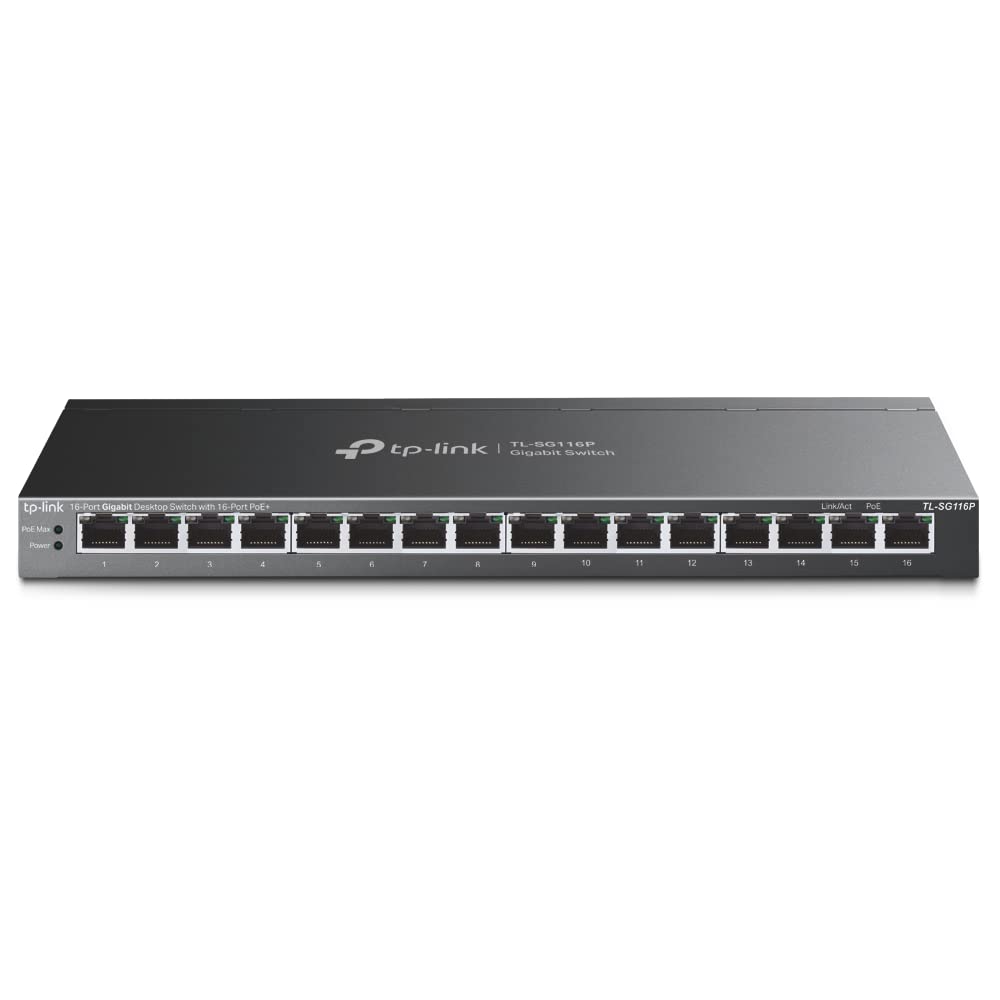 TP-Link Conmutador Gigabit PoE de 16 Puertos (Modelo TL-SG116P)