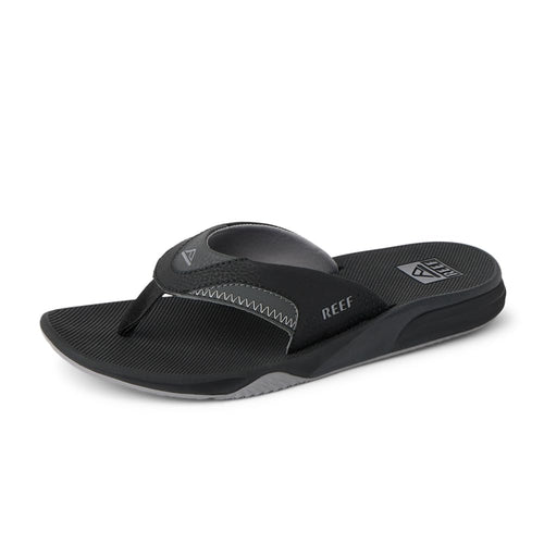 REEF Cushion Fanning Mens Flip Flop, Arch Support, Durable Outsole, Water Friendly, Black