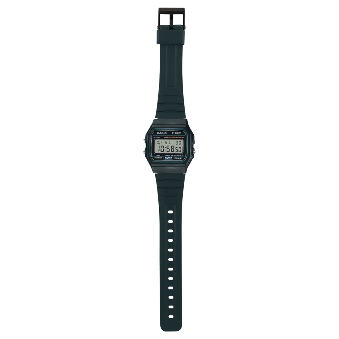 Casio F-91W-3DG - Black Watch, Black/White, Strap