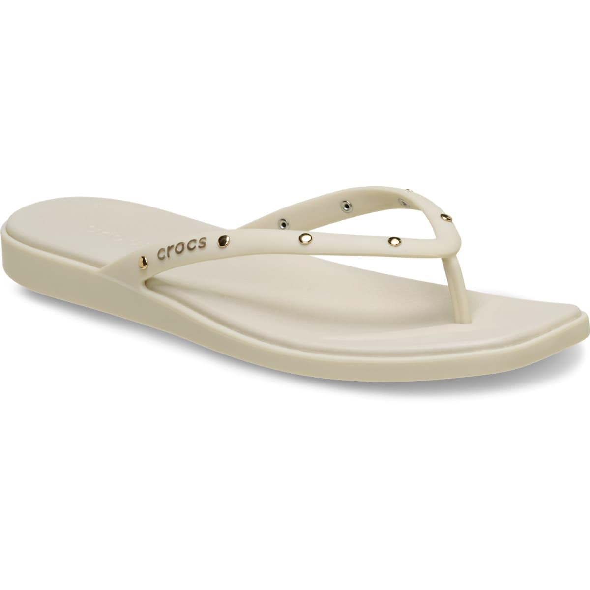 Crocs Women's Miami Flip Flops | Square Toe Flat | 360 Degree Comfort | Croslite Foam Footbed, Thong Sandals, Almond Tint