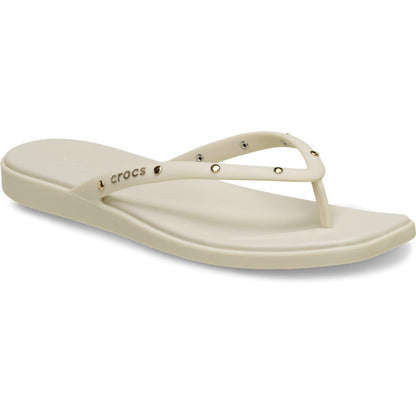 Crocs Women's Miami Flip Flops | Square Toe Flat | 360 Degree Comfort | Croslite Foam Footbed, Thong Sandals, Almond Tint