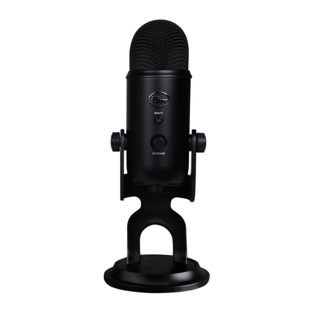 Logitech Creators Blue Yeti USB Microphone for PC, Mac, Gaming, Recording, Streaming, Podcasting, Studio and Computer Condenser Mic with Blue VO!CE effects, 4 Pickup Patterns, Plug and Play - Blackout