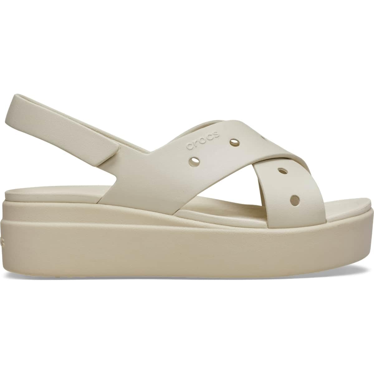 Crocs Women's Brooklyn 4U Low Wedges, Platform Wedge Sandals for Women, Frappé/Cross-Strap