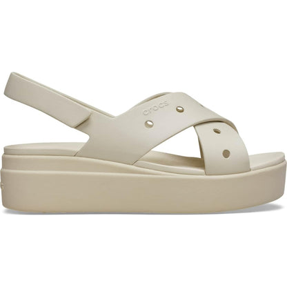 Crocs Women's Brooklyn 4U Low Wedges, Platform Wedge Sandals for Women, Frappé/Cross-Strap