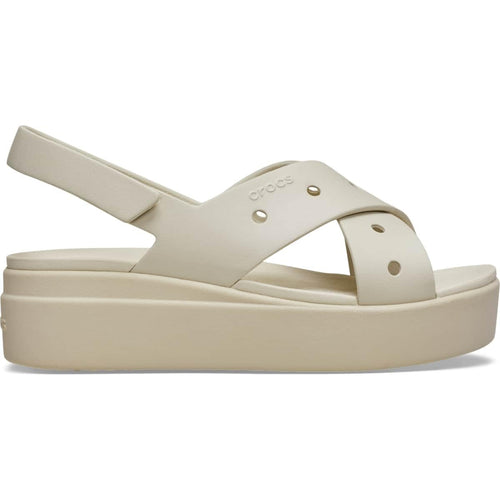Crocs Women's Brooklyn 4U Low Wedges, Platform Wedge Sandals for Women, Frappé/Cross-Strap