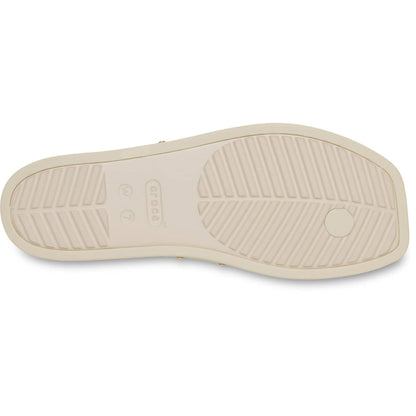 Crocs Women's Miami Flip Flops | Square Toe Flat | 360 Degree Comfort | Croslite Foam Footbed, Thong Sandals, Almond Tint