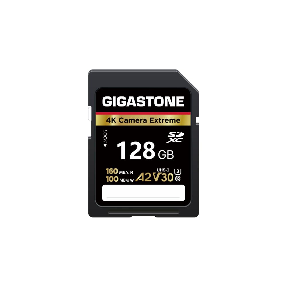 【5-Years Data Recovery】 GIGASTONE 128GB SD Card, 4K Camera Extreme, A2 V30 U3 C10 SDXC Memory Card High Speed, Compatible with Canon Kodak Olympus Digital Camera
