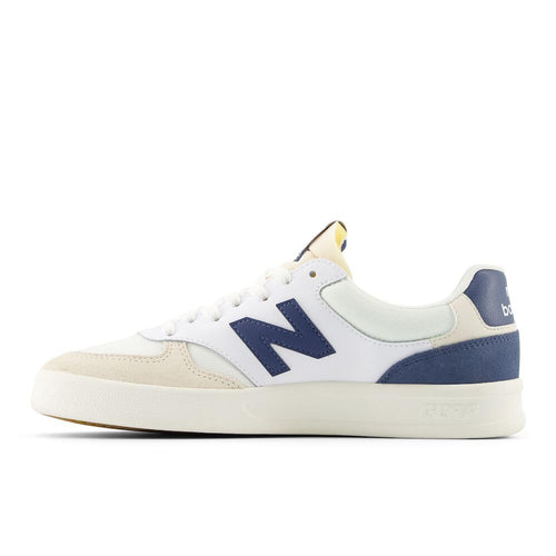 New Balance Men's 300 V3 Court Sneaker, White/Sea Salt/Vintage Indigo