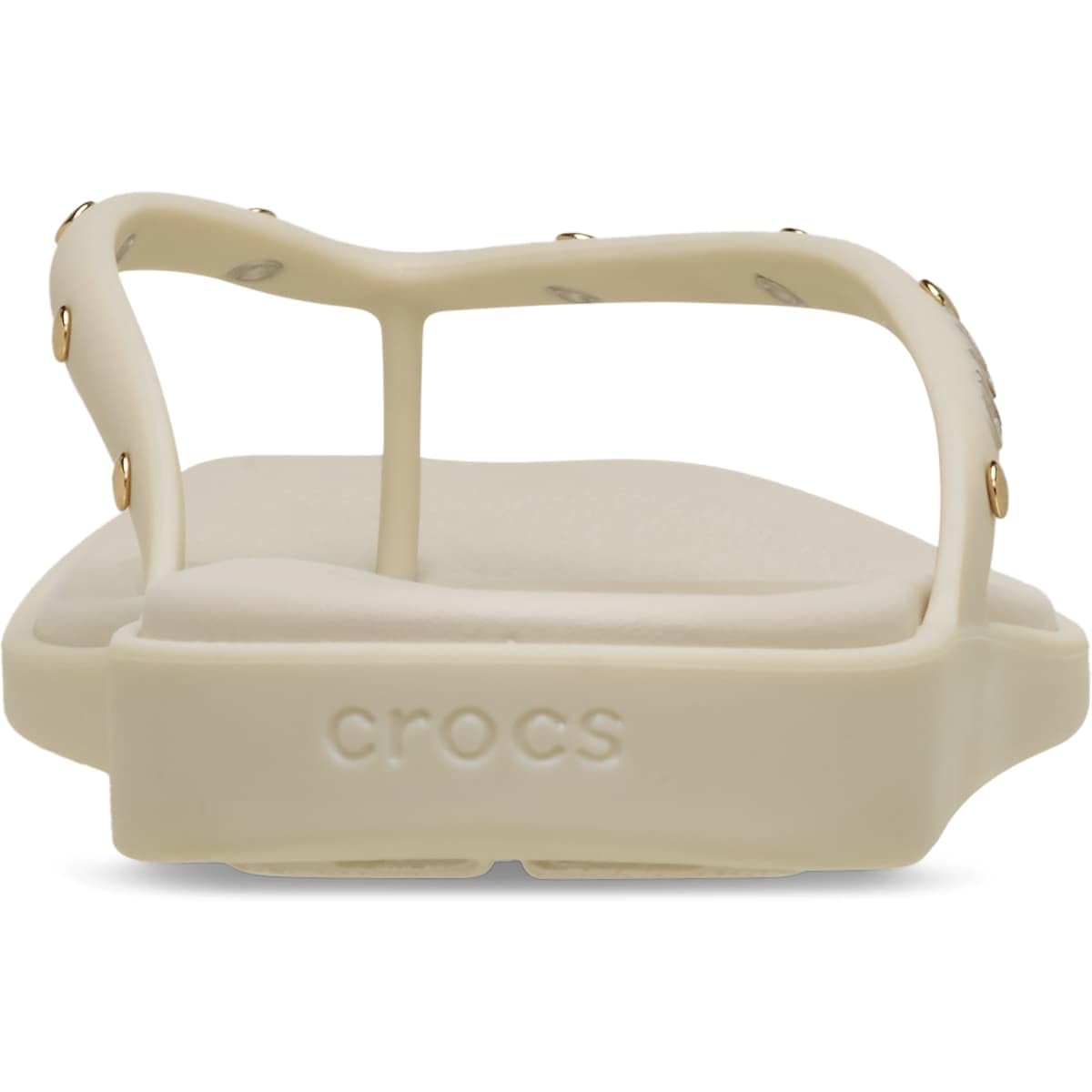 Crocs Women's Miami Flip Flops | Square Toe Flat | 360 Degree Comfort | Croslite Foam Footbed, Thong Sandals, Almond Tint