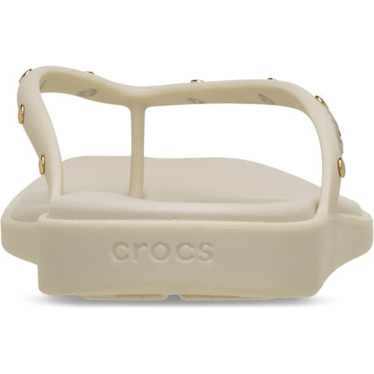 Crocs Women's Miami Flip Flops | Square Toe Flat | 360 Degree Comfort | Croslite Foam Footbed, Thong Sandals, Almond Tint