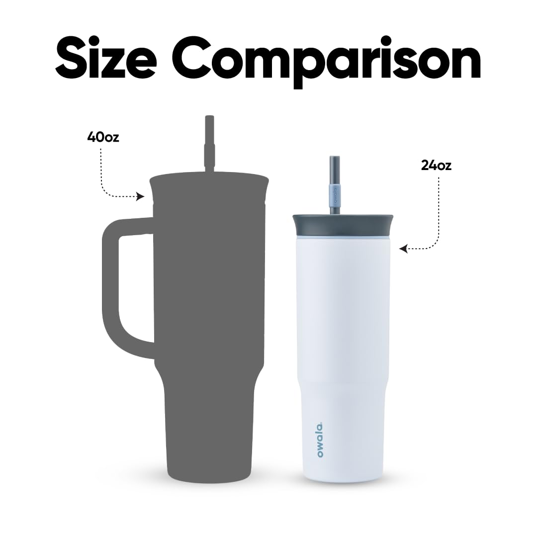 Owala Stainless Steel Triple Layer Insulated Travel Tumbler with Spill Resistant Lid and Straw, BPA Free, 24 oz, The Great Blue