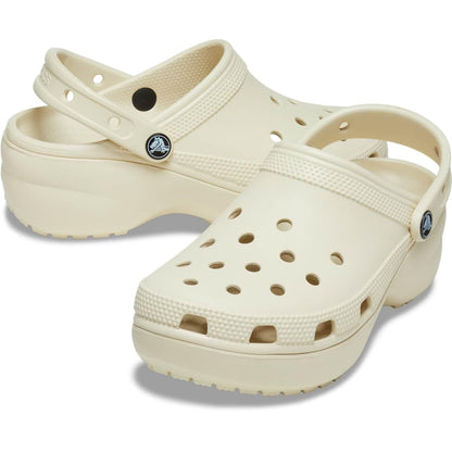Crocs Women's Classic Platform Clogs, Platform Shoes, Bone