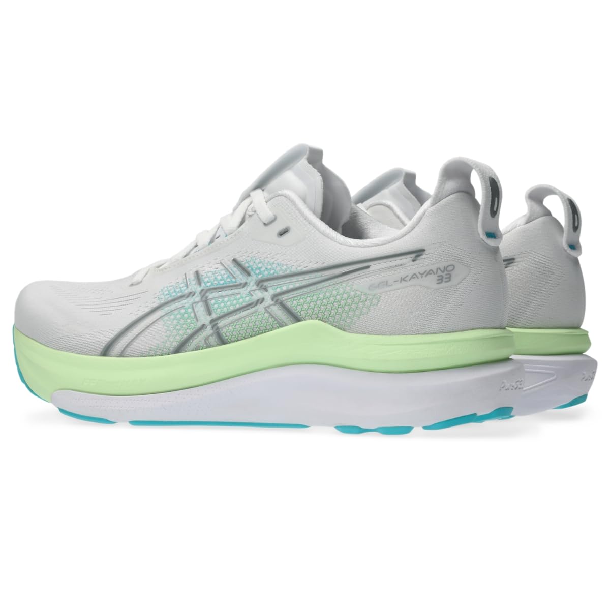 ASICS Men's Gel-Kayano 33 Running Shoes, White/Energy Aqua