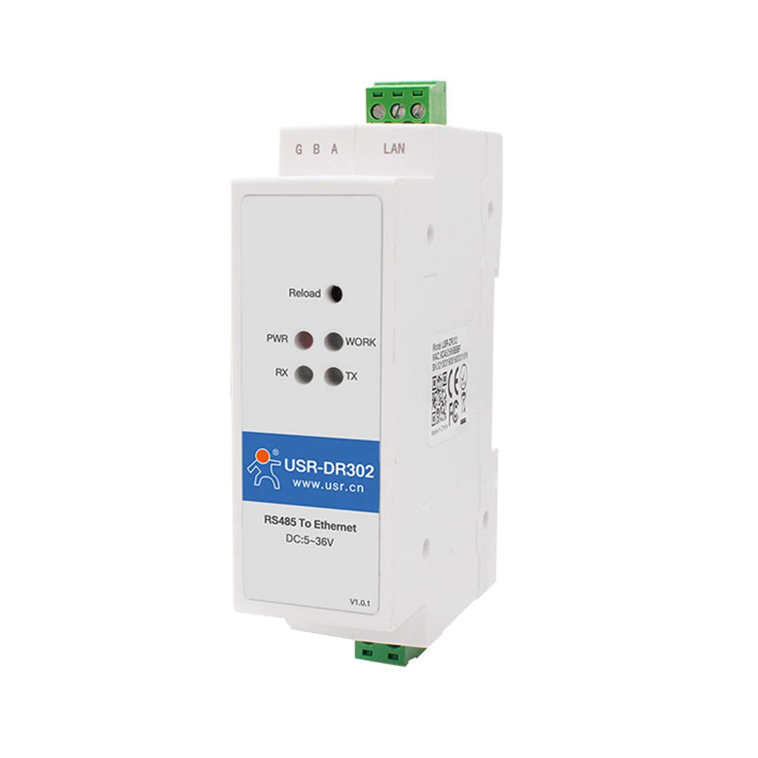 PUSR Convertidor de Carril DIN RS485 a Ethernet (USR-DR302)