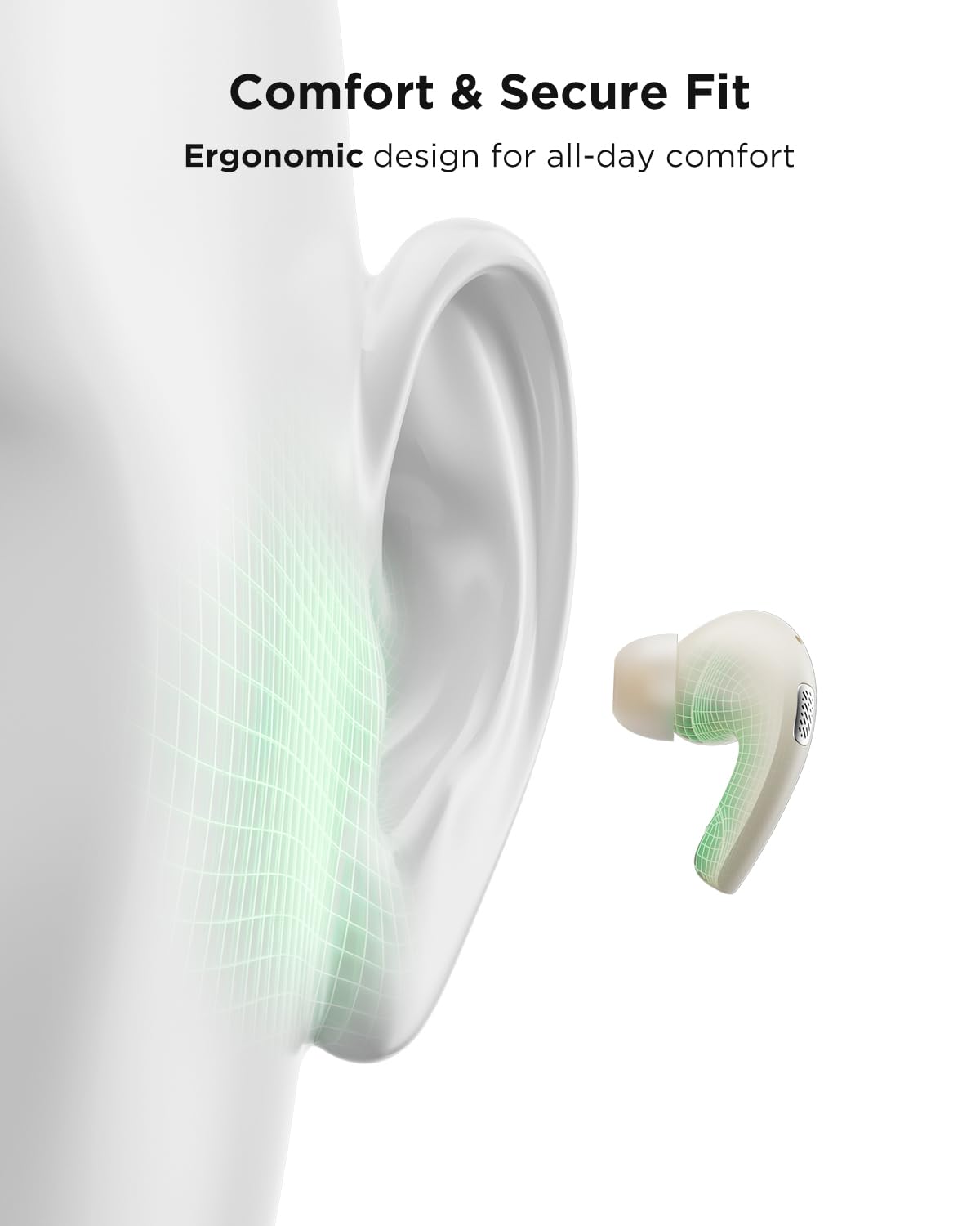 TALIX T30 Noise Cancelling Earbuds with Phone Stand, Punchy Bass, 4-Mic, True Wireless Bluetooth 6.0 in Ear Headphones, 28H Playtime, IPX4(Off-White)