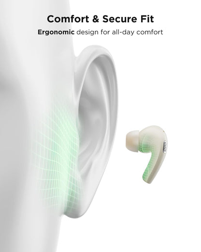 TALIX T30 Noise Cancelling Earbuds with Phone Stand, Punchy Bass, 4-Mic, True Wireless Bluetooth 6.0 in Ear Headphones, 28H Playtime, IPX4(Off-White)