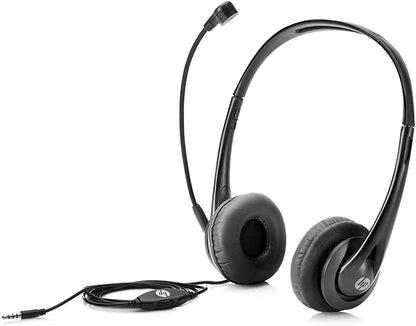 HP 3.5mm Wired Stereo Headset with Microphone, Ideal for School, Office, Online Meetings, and Daily Use, Customer Service Headset with Noise Cancelling Mic, Compatible with PC, Laptop, Desktop & Mac