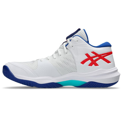 ASICS Men's Sky Elite FlyteFoam Mid Top 3 Volleyball Shoes, White/ASICS Blue