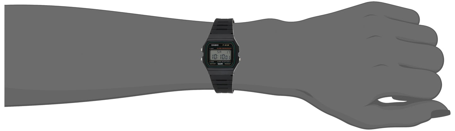 Casio F-91W-3DG - Black Watch, Black/White, Strap