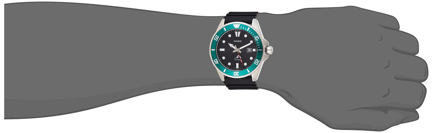 Casio Men's Stainless Steel Quartz Sport Watch with Resin Strap, Black, 26 (Model: MDV-106B-1A3VCF)