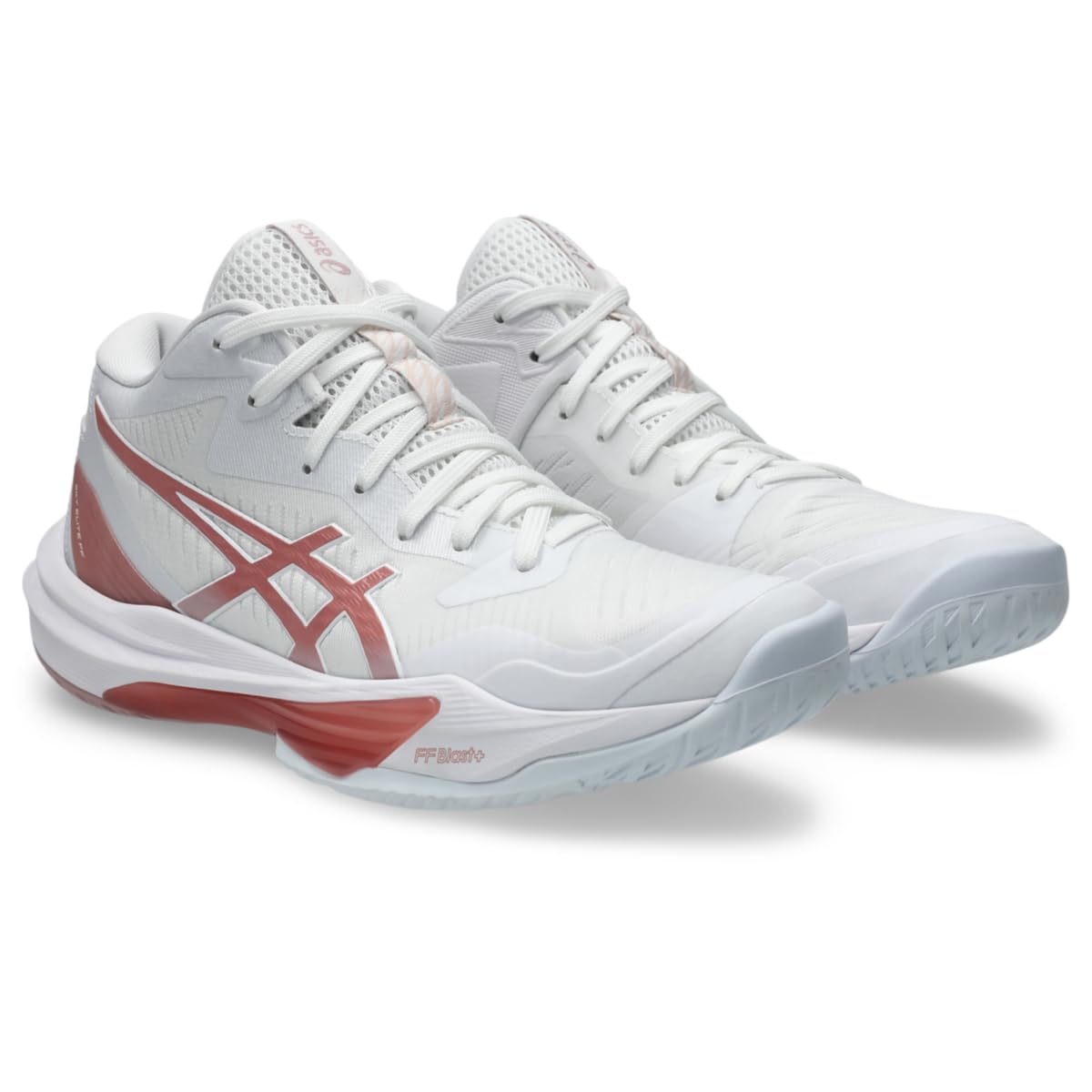 ASICS Women's Sky Elite FlyteFoam Mid Top 3 Volleyball Shoes, White/MORGANITE