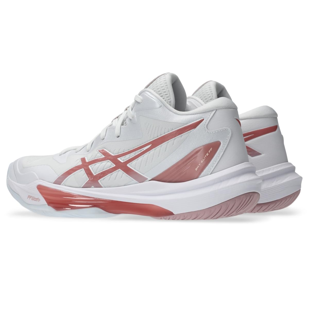 ASICS Women's Sky Elite FlyteFoam Mid Top 3 Volleyball Shoes, White/MORGANITE