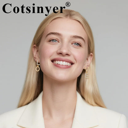 Cotsinyer Pendientes Colgantes Elegantes de Carta de Amor (Dorado y Blanco)