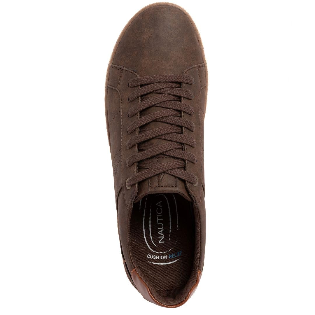 Nautica Men's Casual Lace-Up Shoe Classic Walking Tennis Court Fashion Sneakers - Kantor Dark Brown Size