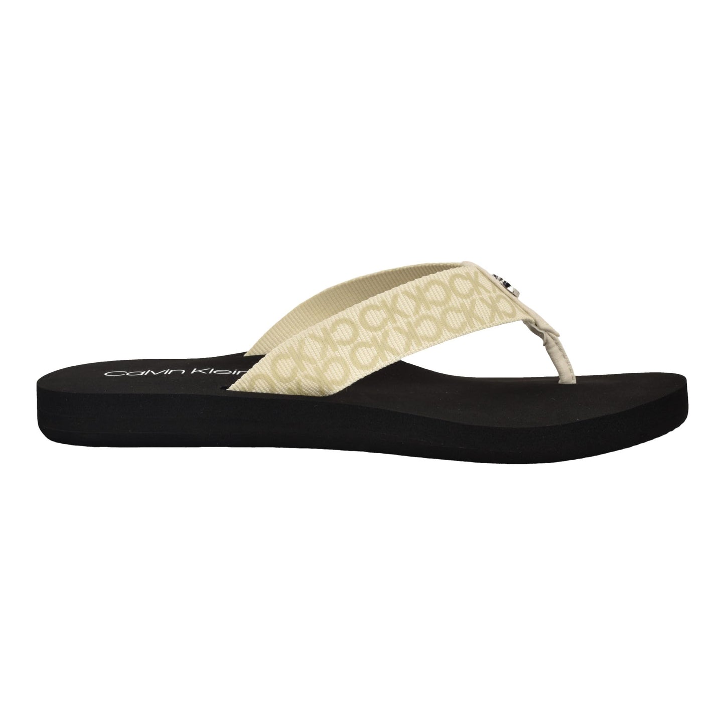 Calvin Klein Women's Caluha Flip-Flop, Ivory Logo 150