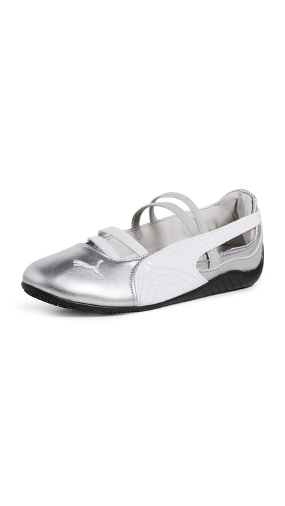 PUMA Women's Speedcat Ballet Metallic Sneakers, Puma Silver/Puma White