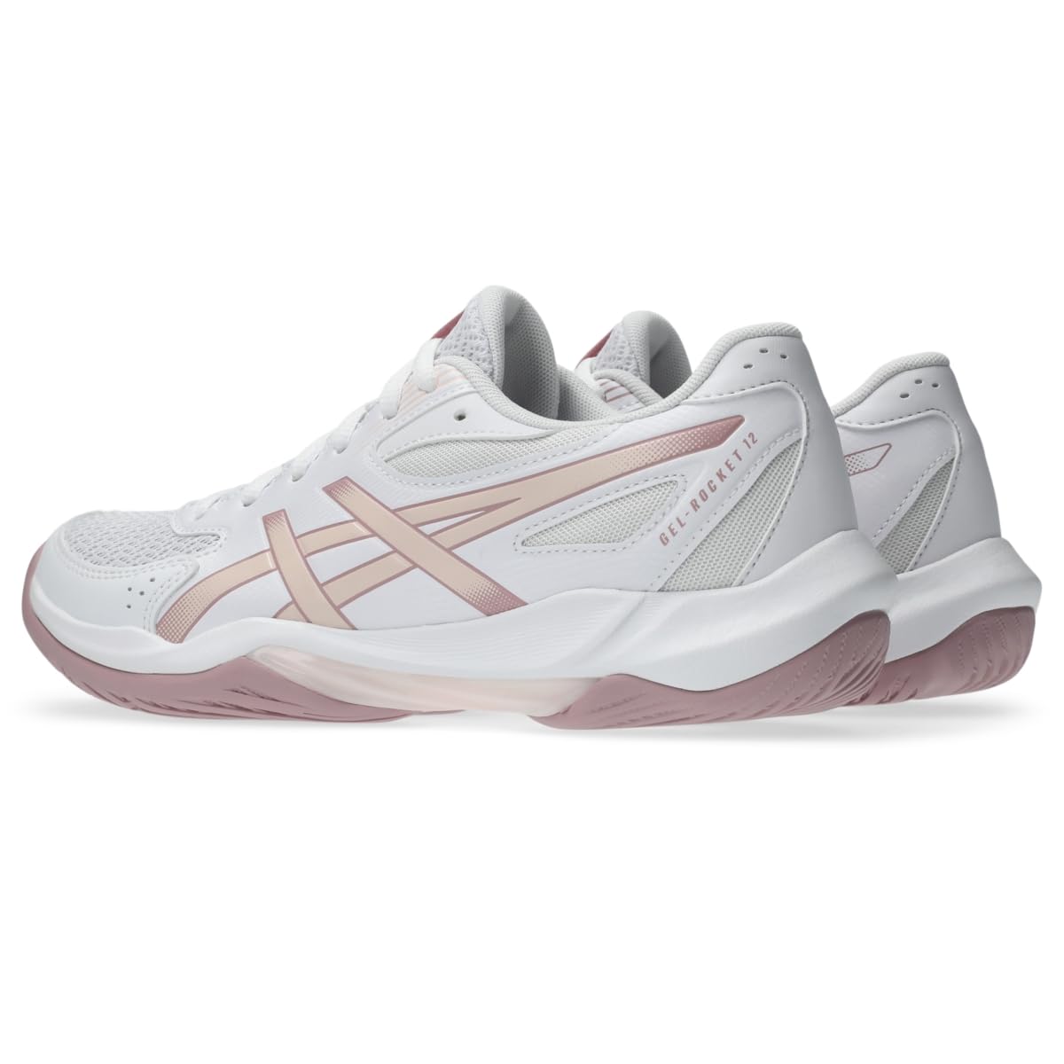 ASICS Women's Gel-Rocket 12 Volleyball Shoes, White/Pearl Pink