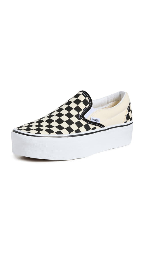 Vans Unisex UA Classic Slip-On Stackform Sneakers, CheckerboardBlack/White