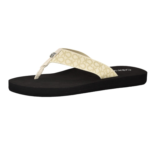 Calvin Klein Women's Caluha Flip-Flop, Ivory Logo 150