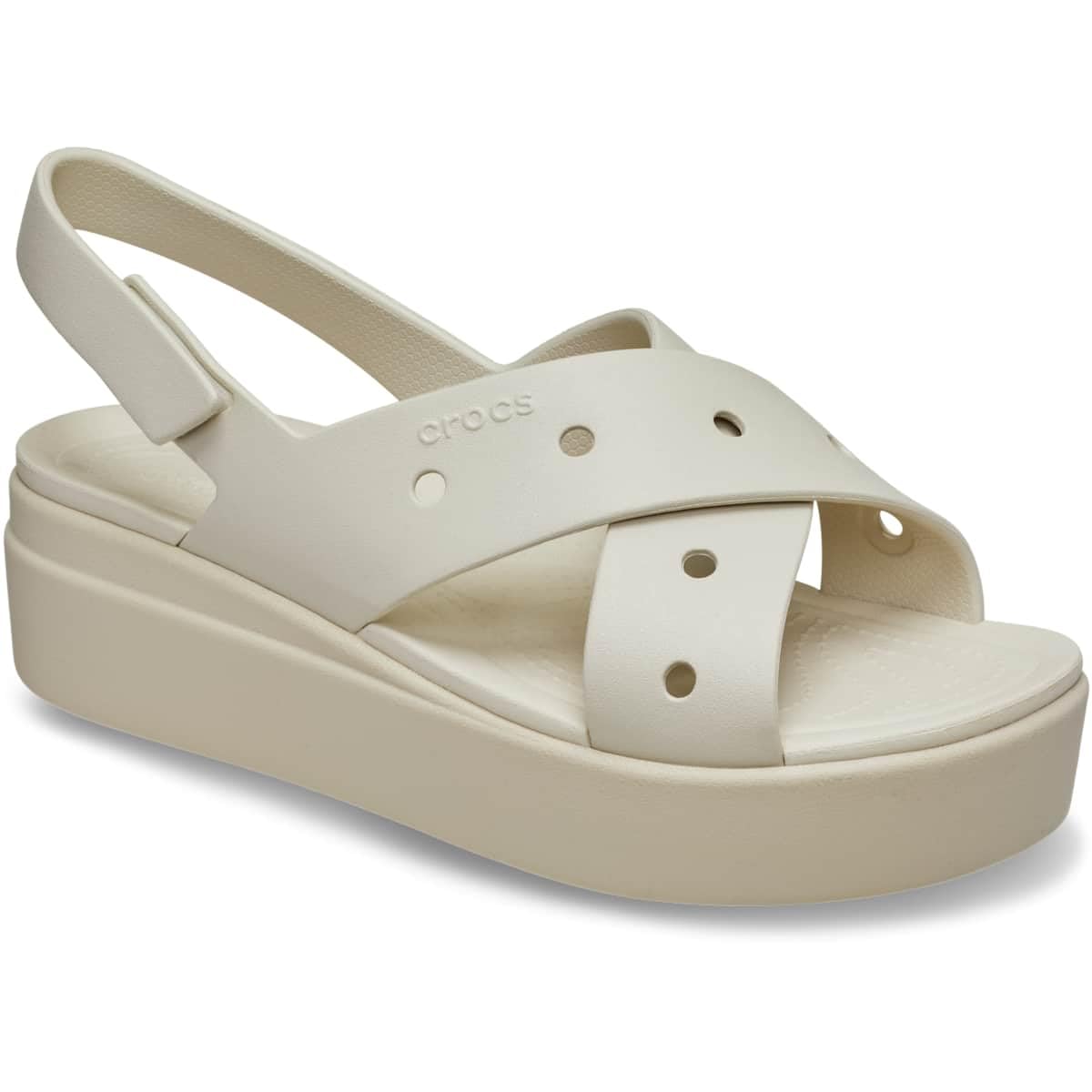 Crocs Women's Brooklyn 4U Low Wedges, Platform Wedge Sandals for Women, Frappé/Cross-Strap