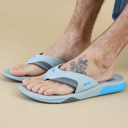 REEF Cushion Fanning Mens Flip Flop, Arch Support, Durable Outsole, Water Friendly, Black