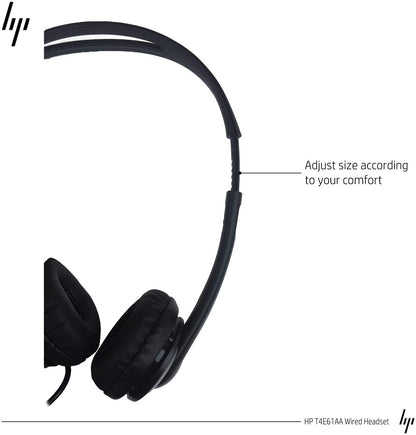 HP 3.5mm Wired Stereo Headset with Microphone, Ideal for School, Office, Online Meetings, and Daily Use, Customer Service Headset with Noise Cancelling Mic, Compatible with PC, Laptop, Desktop & Mac