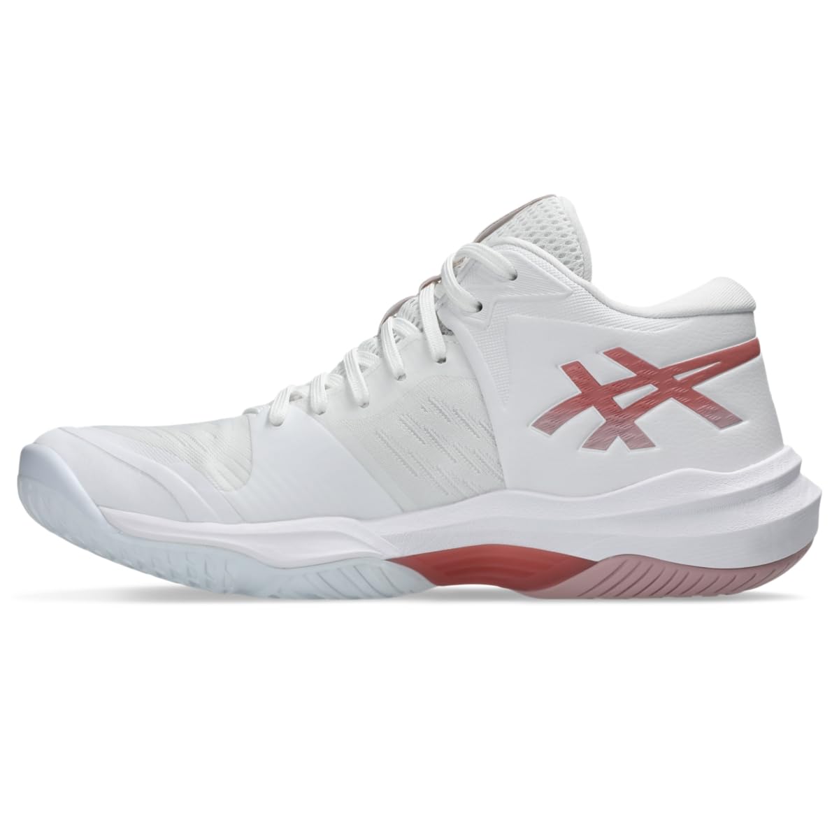 ASICS Women's Sky Elite FlyteFoam Mid Top 3 Volleyball Shoes, White/MORGANITE