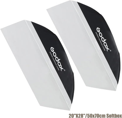 Godox Studio Flash Light Kit for Photography, Strobe Softbox Lighting Kit, 2x180W Daylight Compact Monolight with Flash Trigger, Softbox, Light Stands, Reflector Storage Bag, Umbrella, AC 110V Powered