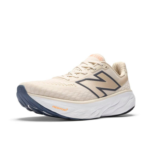 New Balance Men's Fresh Foam X 1080 V14 Running Shoe, Sea Salt/Vintage Indigo/Hot Mango