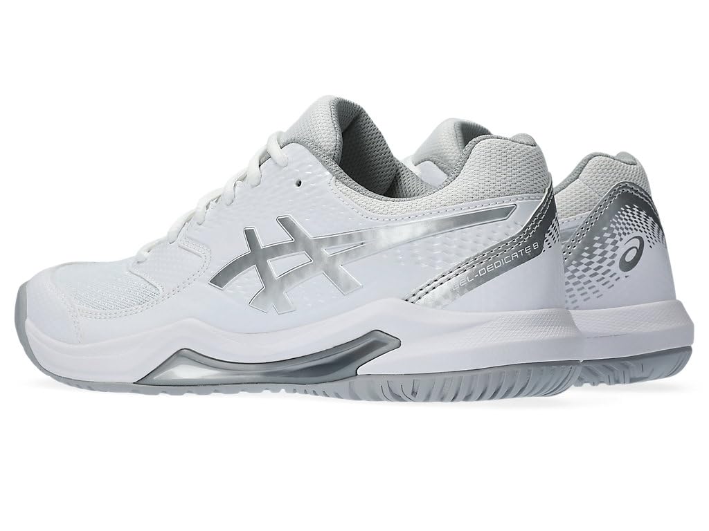 ASICS Women's Gel-Dedicate 8 Tennis Shoes, White/Pure Silver