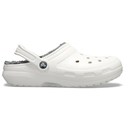 Crocs Men's and Women's Classic Lined Clog, White/Grey 2, US Men 5/Women 7