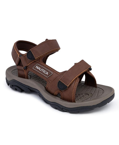 Nautica Men's Athletic Sport Sandals – Comfortable Hiking & Walking Sandals with Cushioned Sole, Bulty, Dark Brown