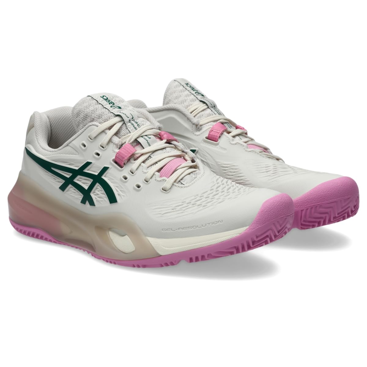 ASICS Women's Gel-Resolution X Padel Tennis Shoes, Soft Oat/Jewel Green
