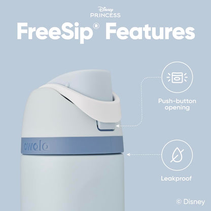 Owala Disney Princess FreeSip Insulated Stainless Steel Water Bottle with Straw for Sports and Travel, BPA-Free Sports Water Bottle, 24 oz, Cinderella