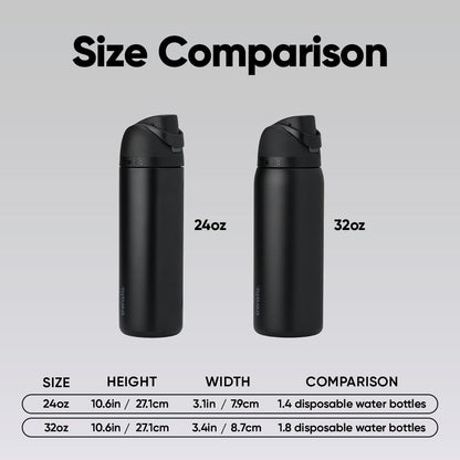 Owala FreeSip Insulated Stainless Steel Water Bottle with Straw, BPA-Free Sports Water Bottle, Great for Travel, 32 Oz, Very, Very Dark