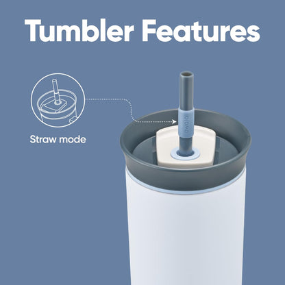 Owala Stainless Steel Triple Layer Insulated Travel Tumbler with Spill Resistant Lid and Straw, BPA Free, 24 oz, The Great Blue