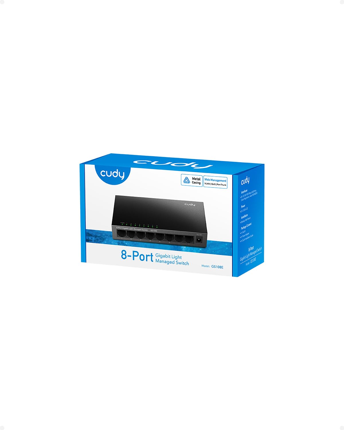 Cudy Switch Gigabit de 8 Puertos GS108E (Smart Managed / Escritorio y Pared)