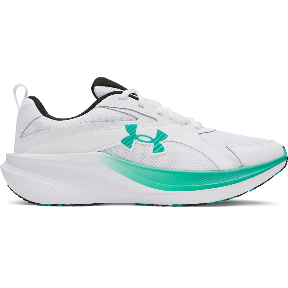 Under Armour Men's Charged+ Assert 11 Running Shoe, (101) White/Black/Green Mode, US