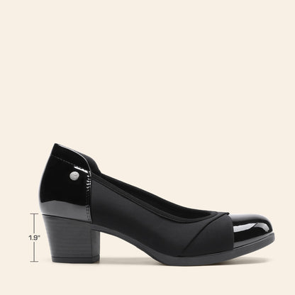 DREAM PAIRS Women's Pumps Low Chunky Block Closed Toe Shoes Work Comfortable Heels Round Toe Dress, Black, DWUMPU2507